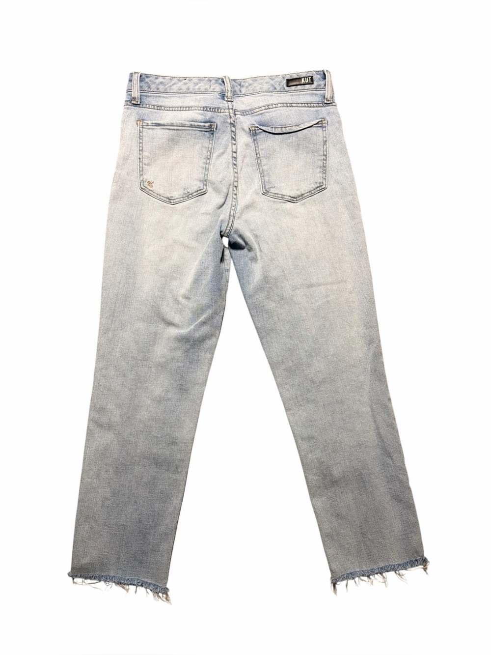 Kut from the Kloth Reese High Rise Ankle Raw Hem Straight Leg Light Wash Size 6 - Picture 4 of 7